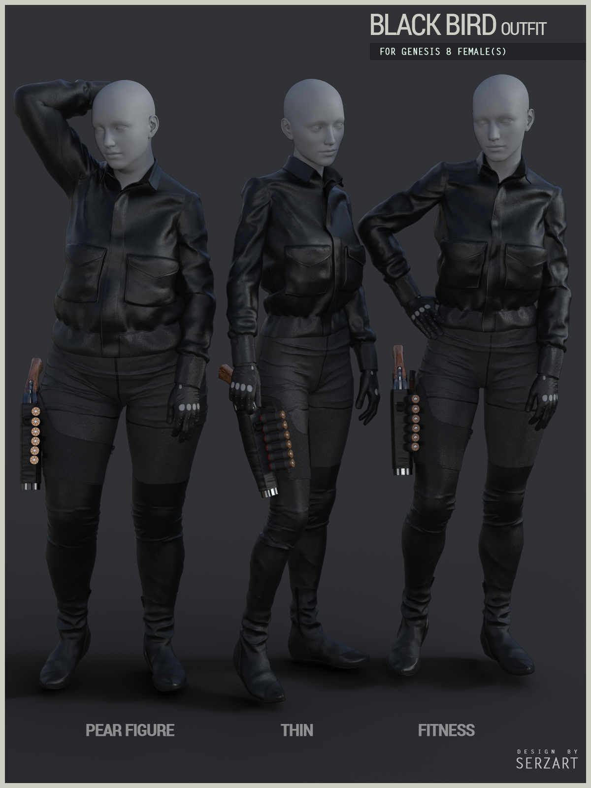 Black Bird Outfit for Genesis 8 Female by N/A