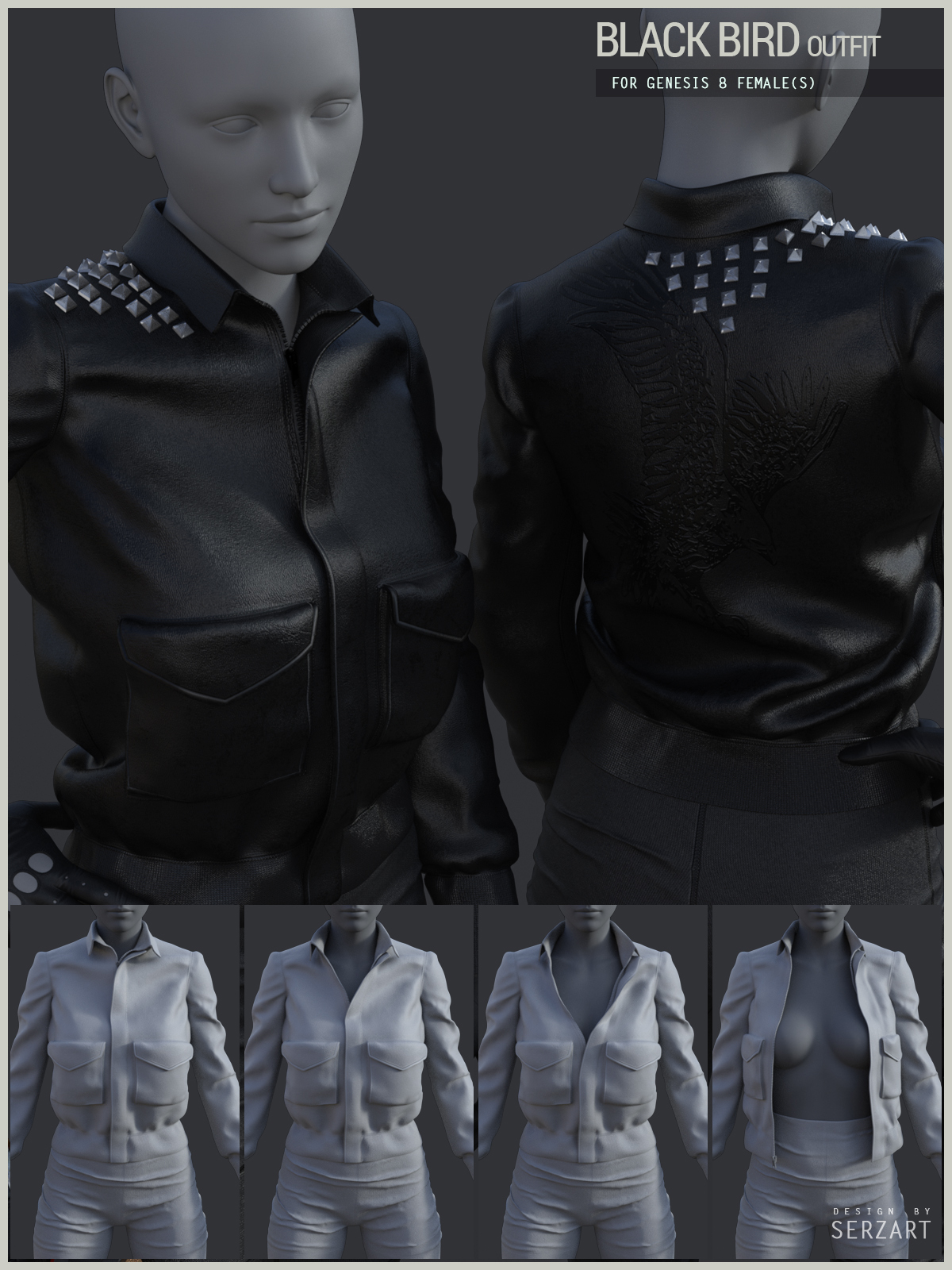 Black Bird Outfit for Genesis 8 Female by N/A