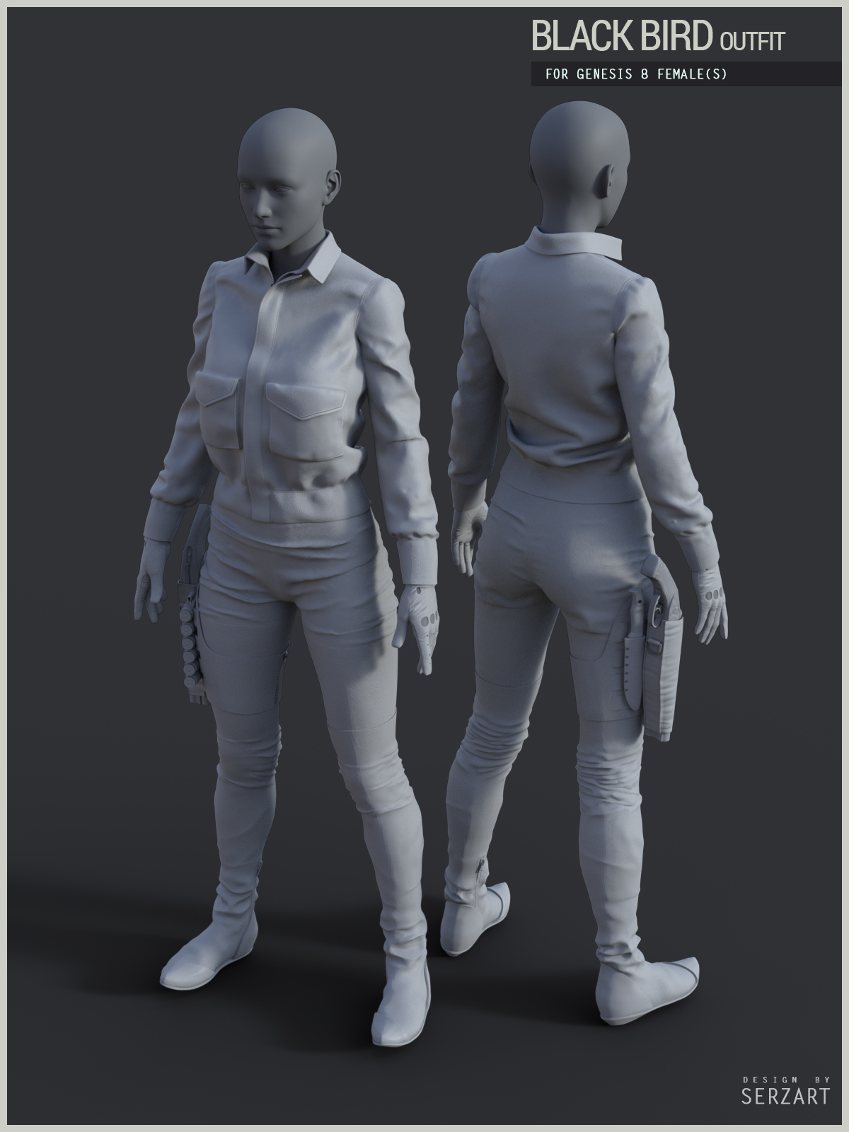 Black Bird Outfit for Genesis 8 Female by N/A