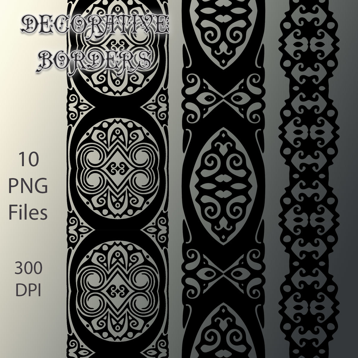 Decorative Border PNGs and Backgrounds by N/A