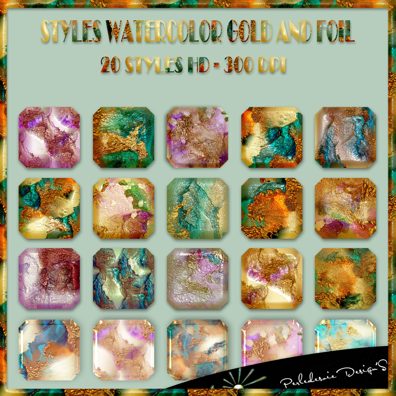 Styles Watercolor Gold and Foil by N/A