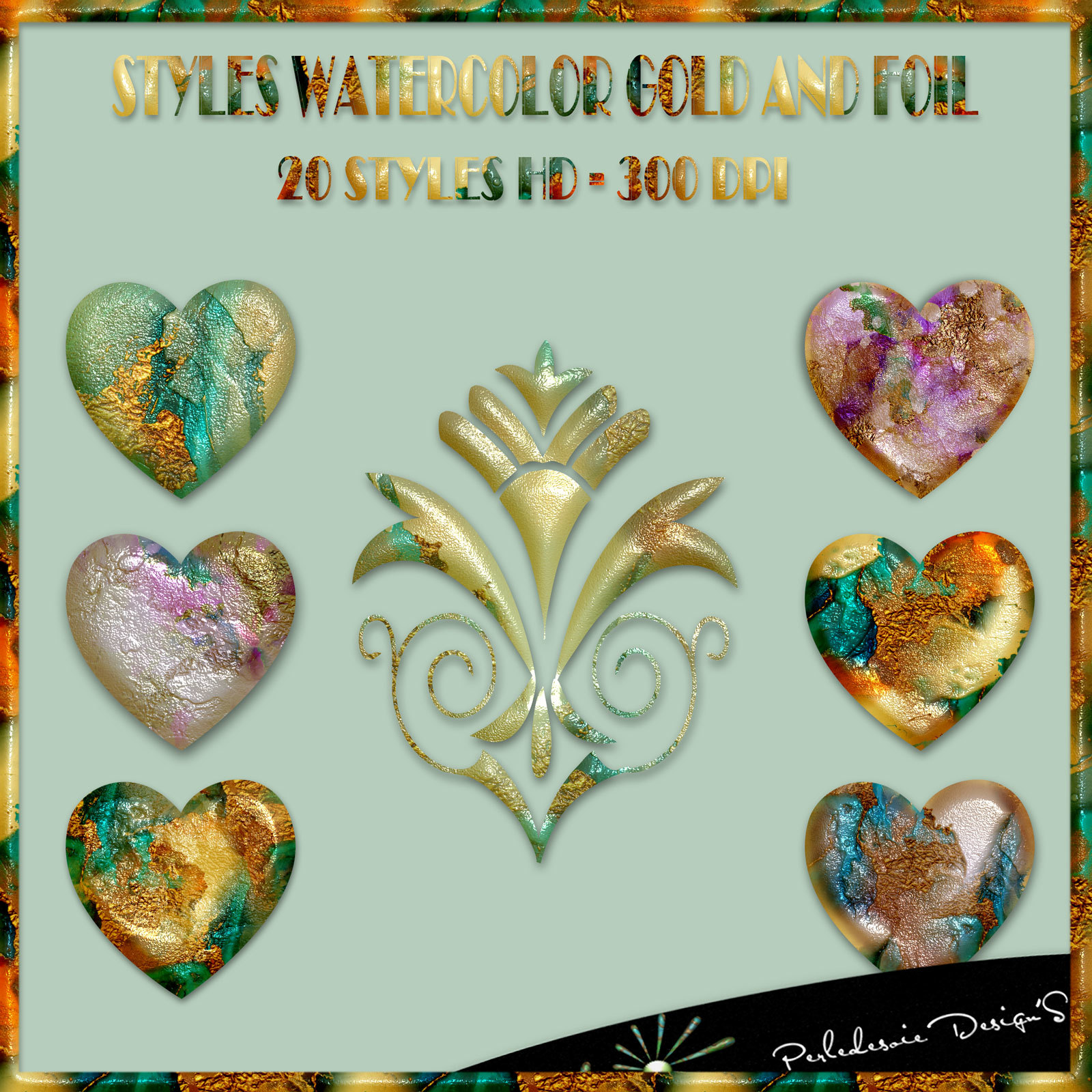 Styles Watercolor Gold and Foil by N/A