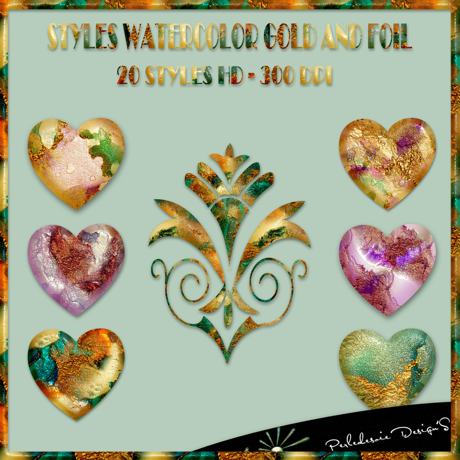 Styles Watercolor Gold and Foil by N/A
