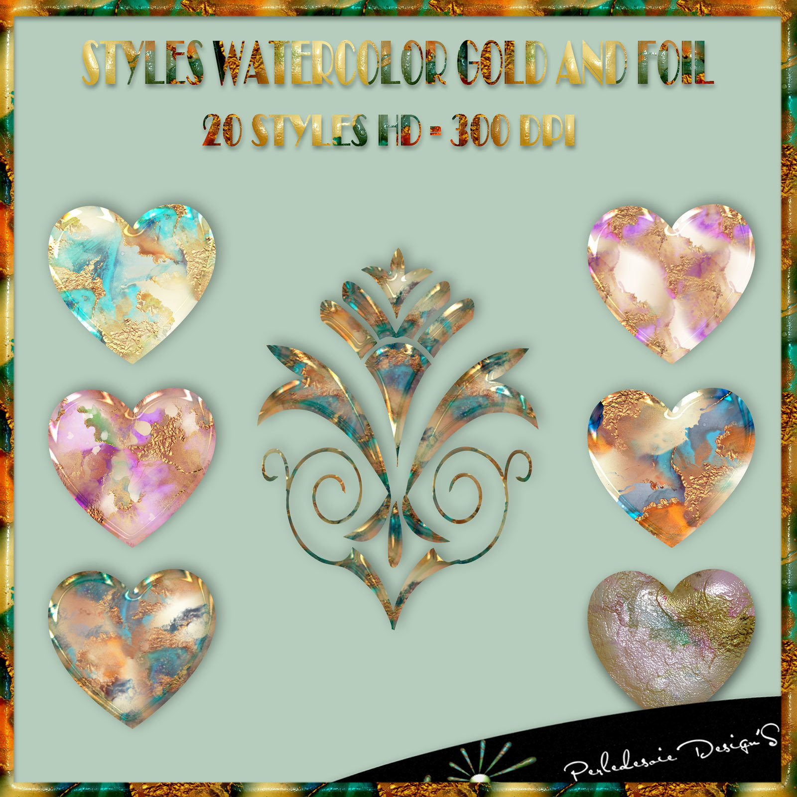 Styles Watercolor Gold and Foil by N/A