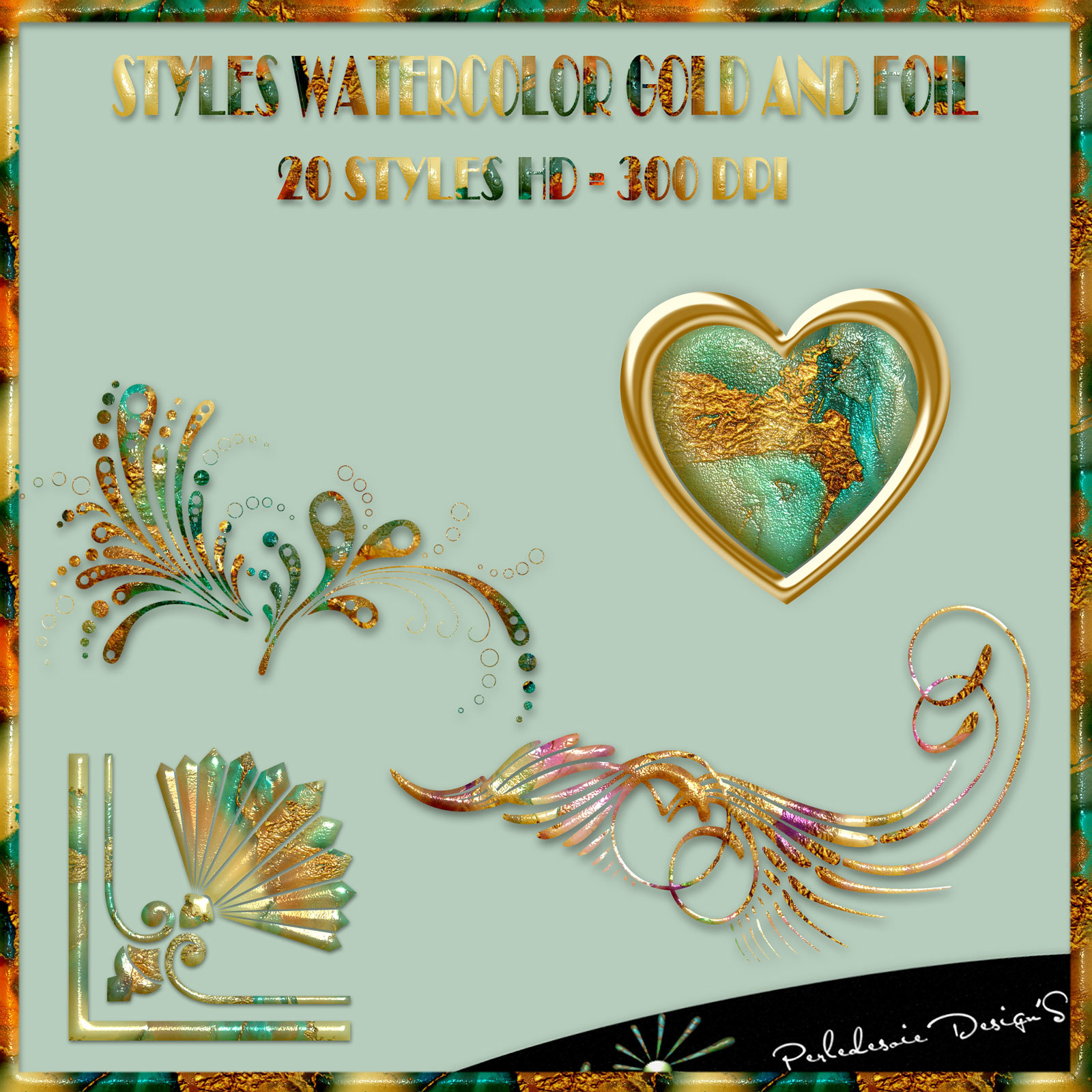 Styles Watercolor Gold and Foil by N/A