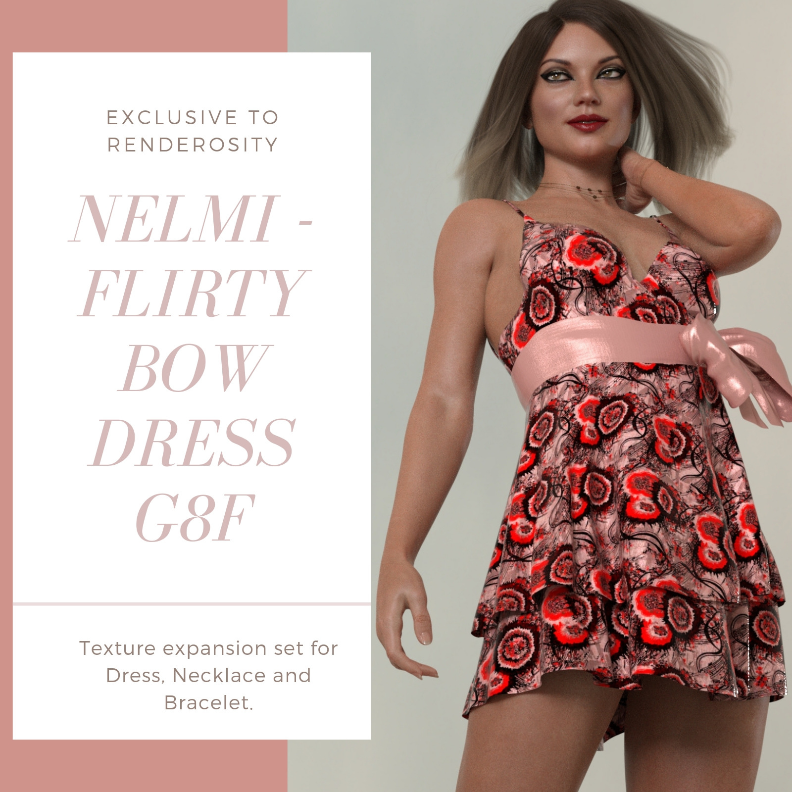 NELMI for dForce Flirty Bow Dress - Genesis 8 Female(s) by N/A