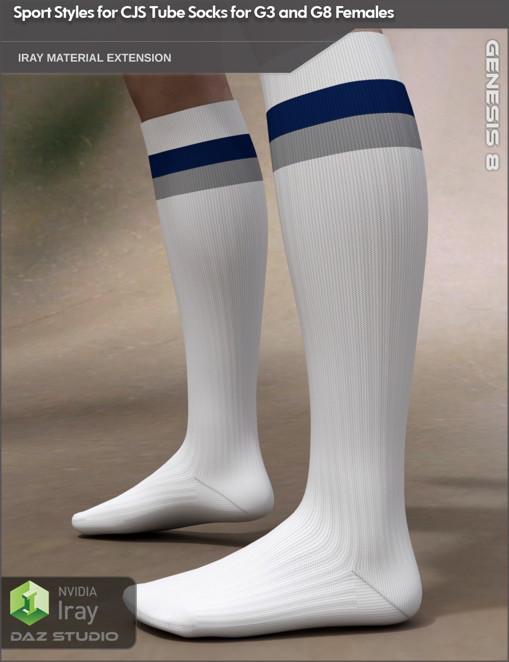 Sport Styles for CJ Studio Tube Socks for Genesis 3 and 8 Females by N/A