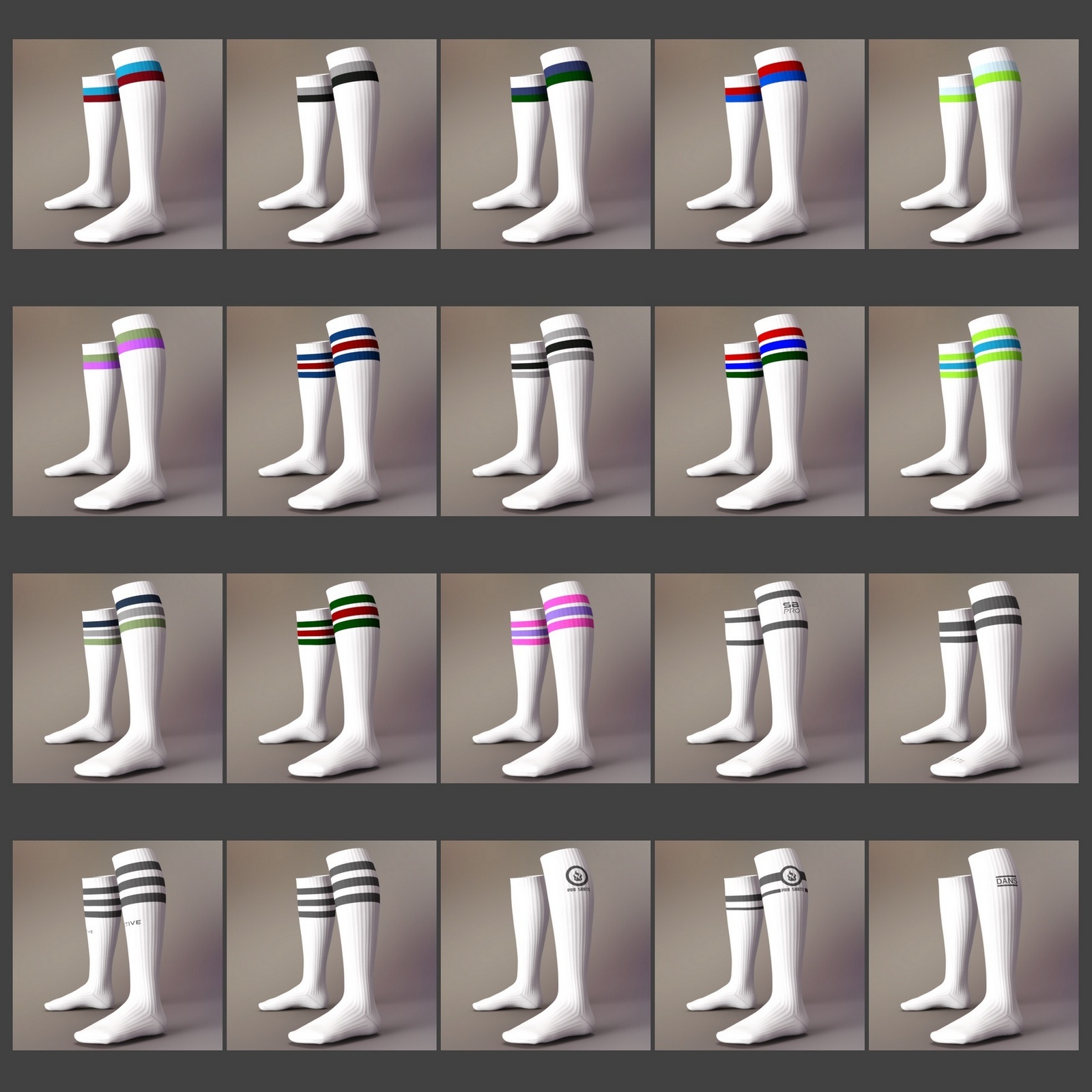 Sport Styles for CJ Studio Tube Socks for Genesis 3 and 8 Females by N/A