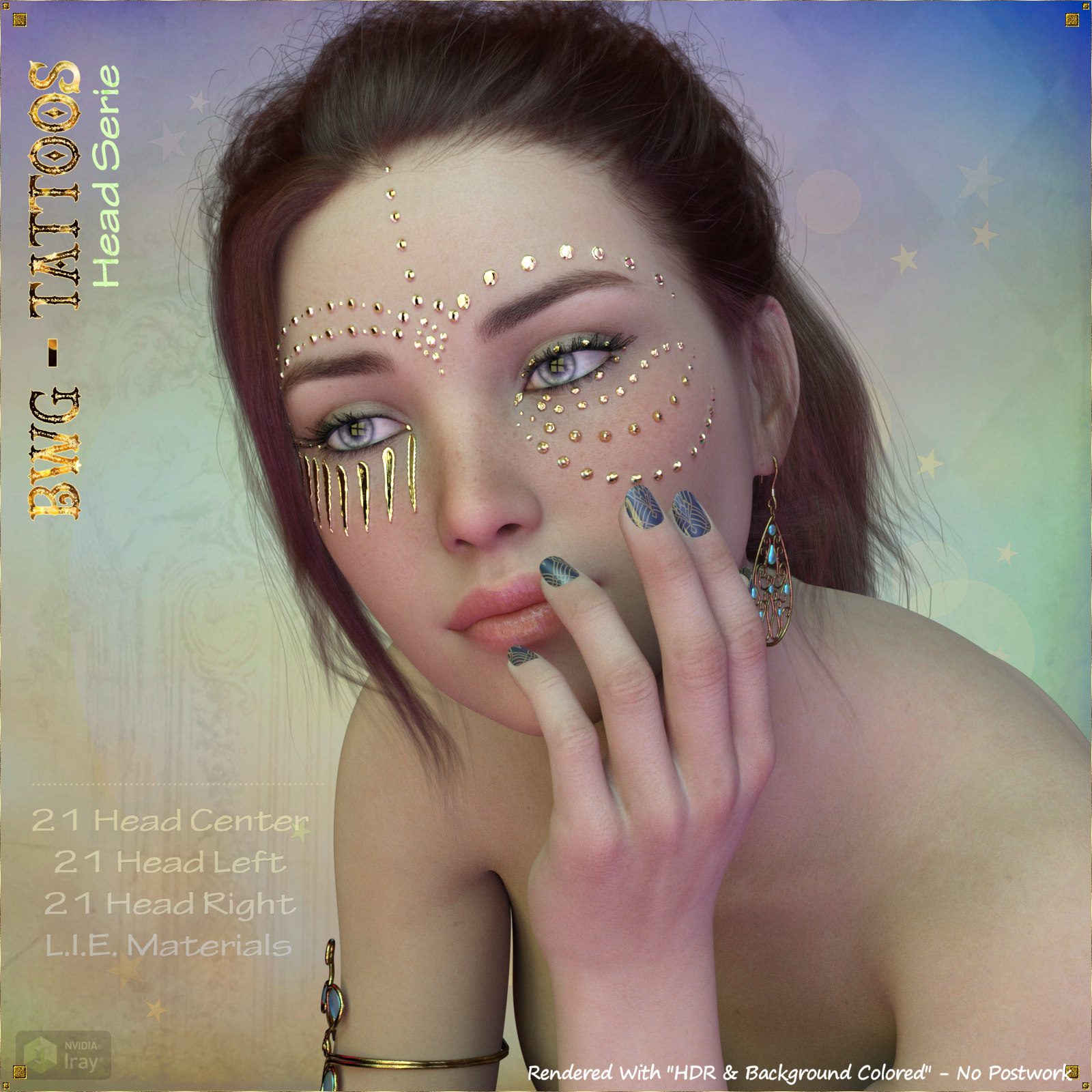 BWG - Tattoos, Head Serie for G3-G8 - DAZ Studio by N/A