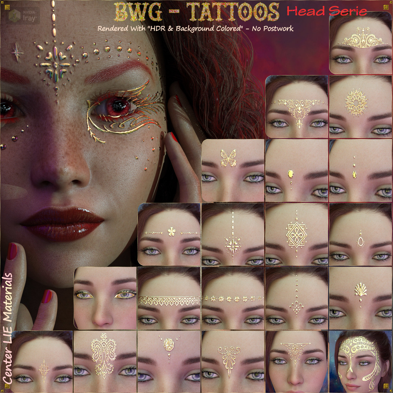 BWG - Tattoos, Head Serie for G3-G8 - DAZ Studio by N/A