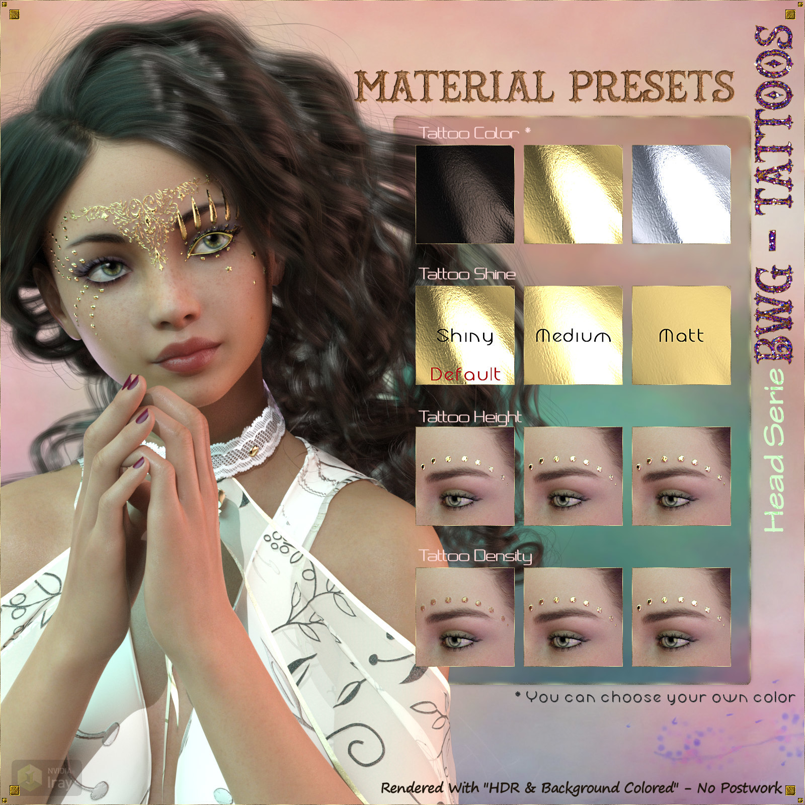 BWG - Tattoos, Head Serie for G3-G8 - DAZ Studio by N/A