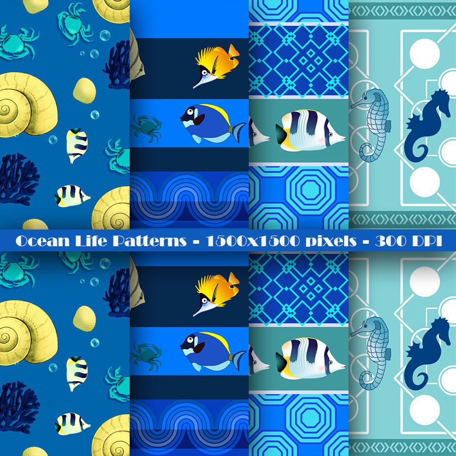 Seamless Ocean Life Patterns by N/A