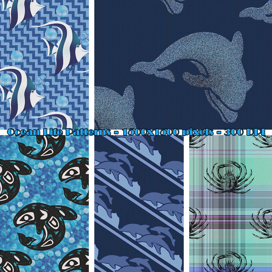 Seamless Ocean Life Patterns by N/A