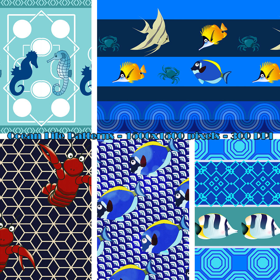 Seamless Ocean Life Patterns by N/A