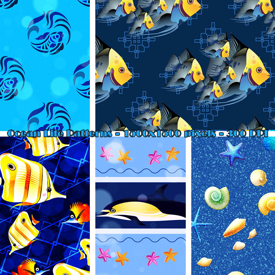 Seamless Ocean Life Patterns by N/A