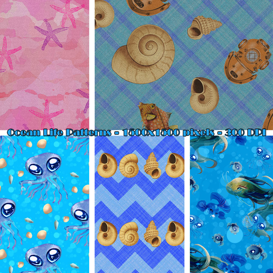 Seamless Ocean Life Patterns by N/A