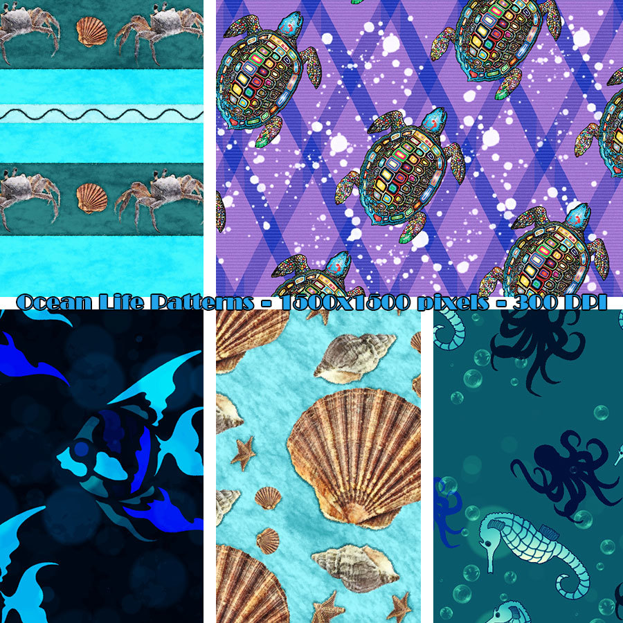 Seamless Ocean Life Patterns by N/A