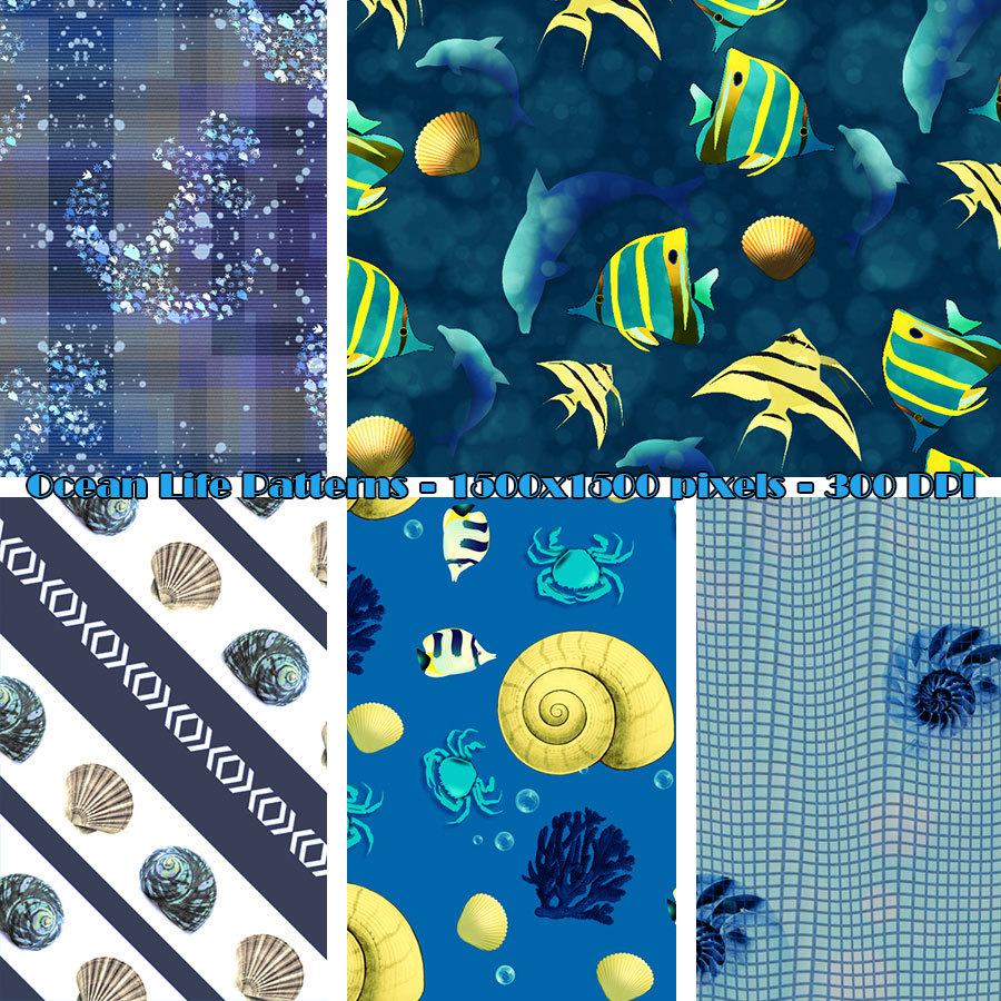 Seamless Ocean Life Patterns by N/A