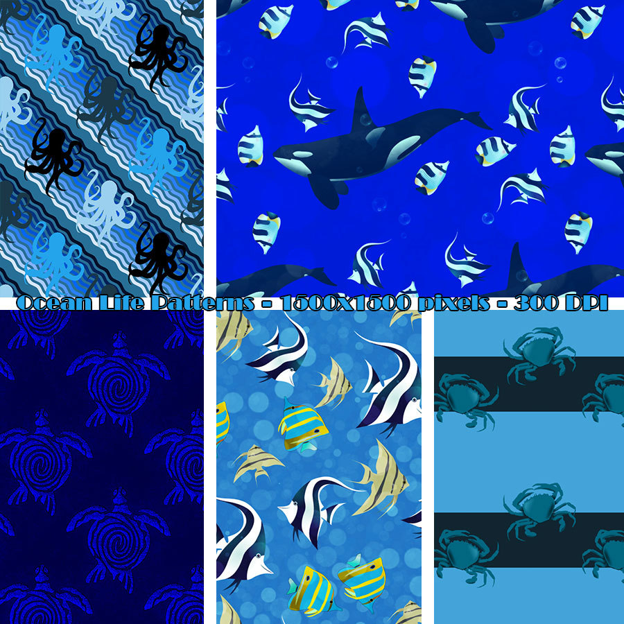 Seamless Ocean Life Patterns by N/A