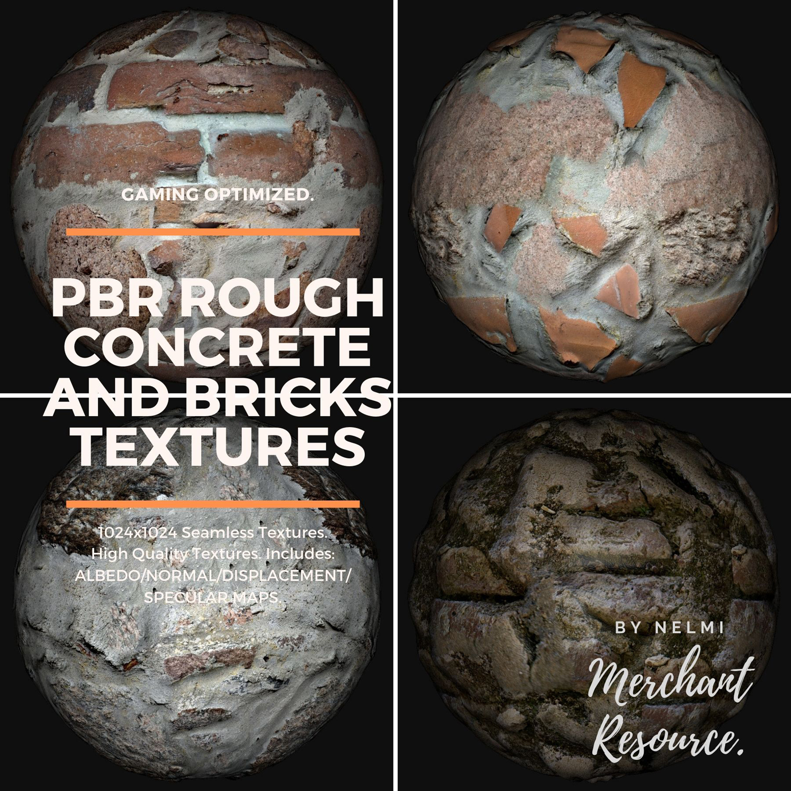 PBR Rough Concrete and Bricks Textures - MR by N/A