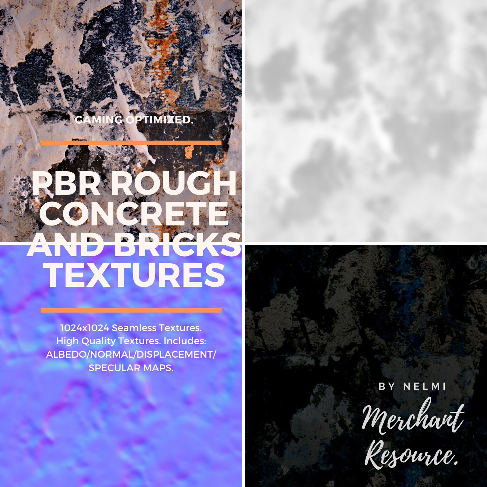 PBR Rough Concrete and Bricks Textures - MR by N/A