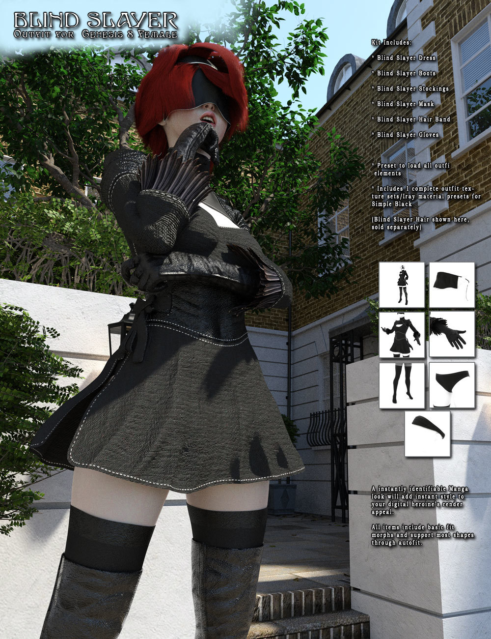 Blind Slayer Outfit for Genesis 8 Female by N/A