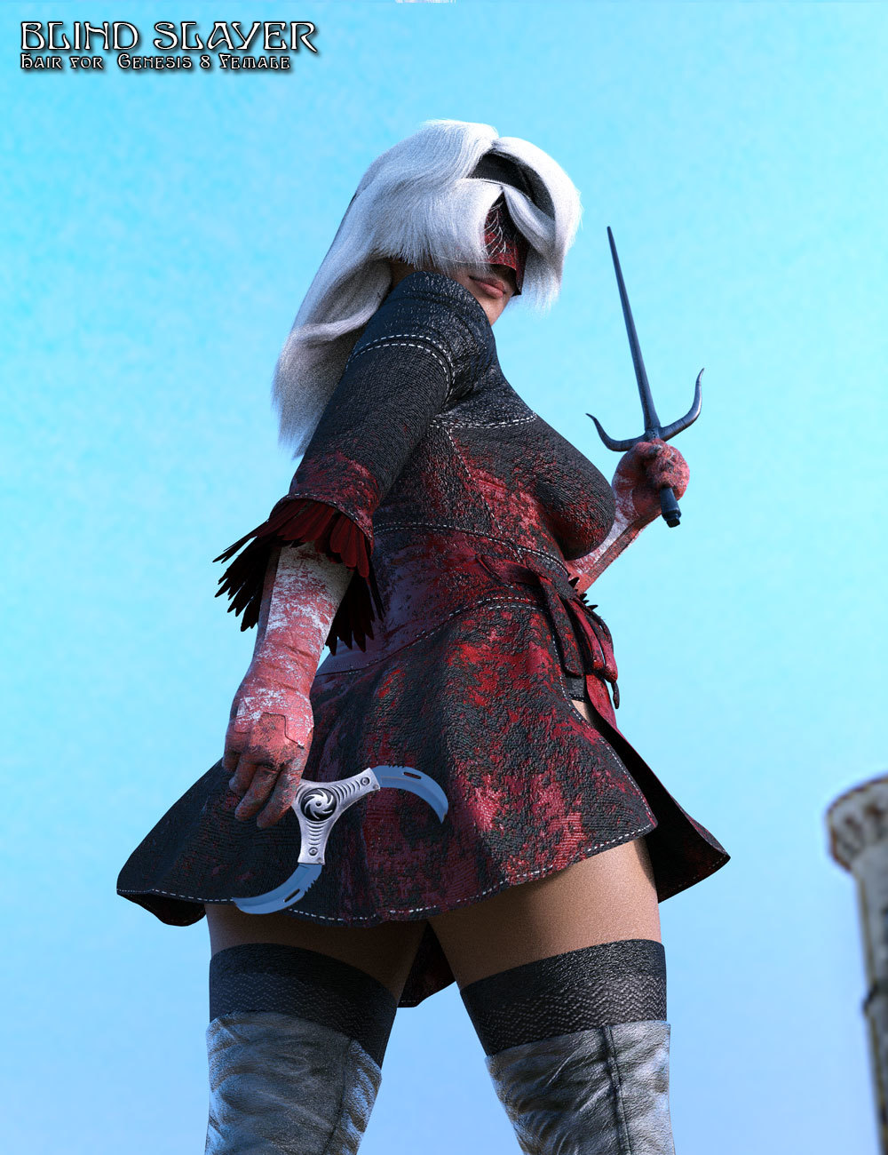 Blind Slayer Hair for Genesis 8 Female by N/A