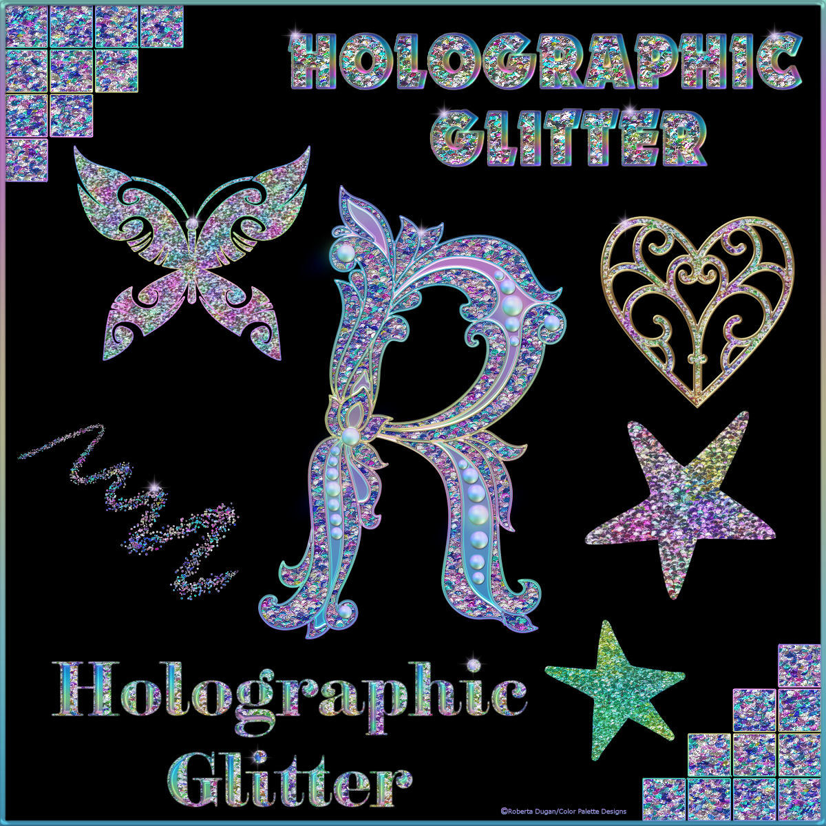Bling Glamour Glitter HOLOGRAPHIC PS Layer Styles by N/A