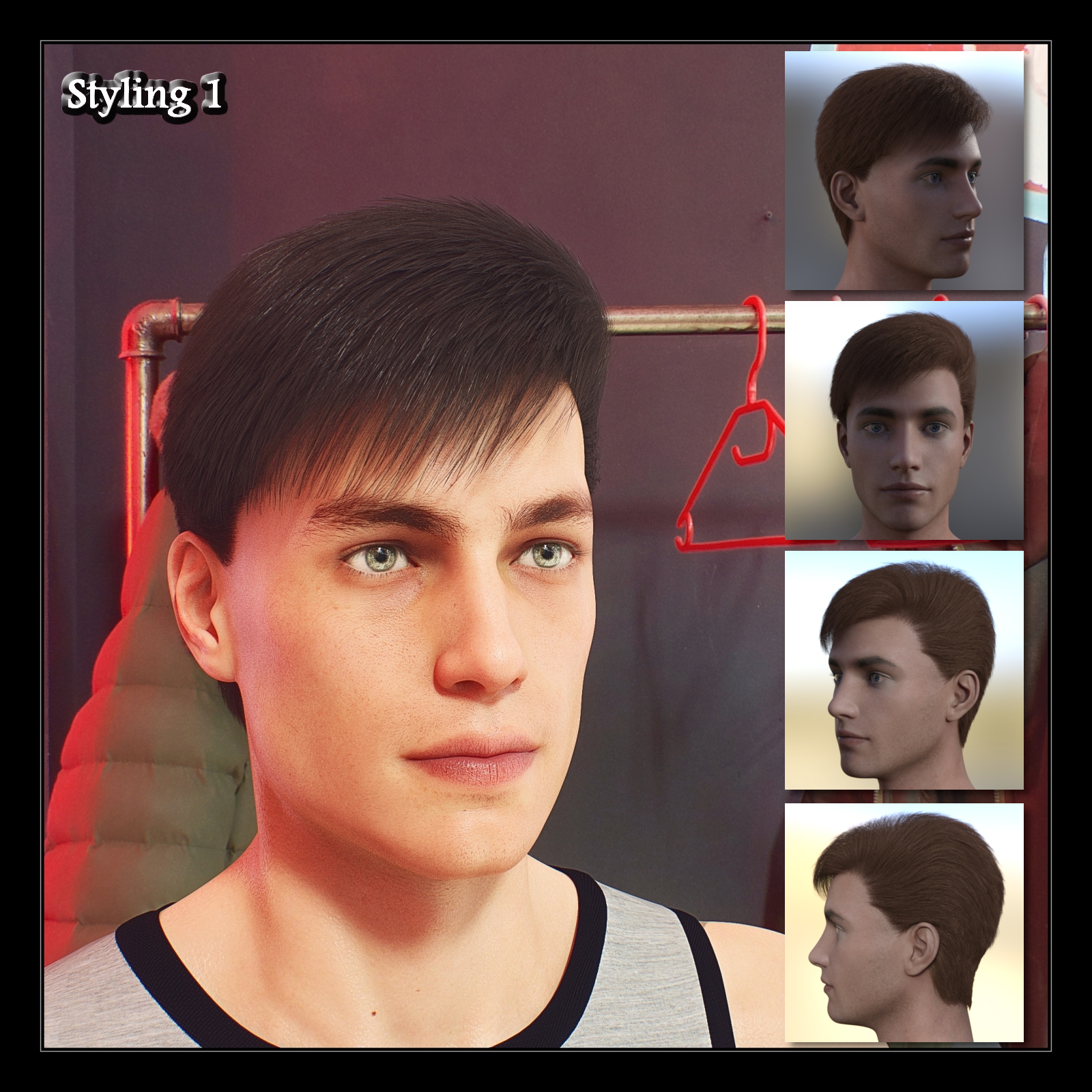 Four Stylings Hair For Genesis 8 Male by N/A