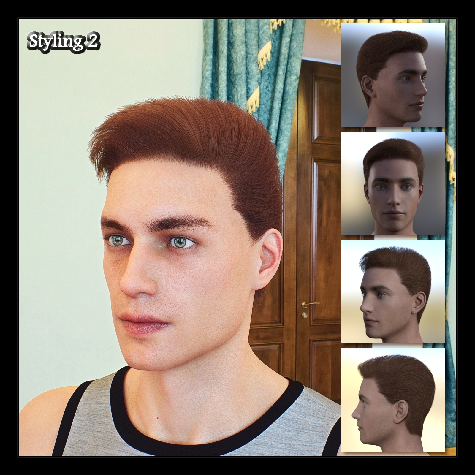 Four Stylings Hair For Genesis 8 Male by N/A