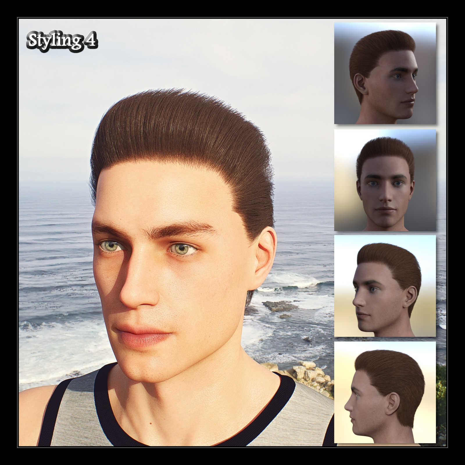 Four Stylings Hair For Genesis 8 Male by N/A