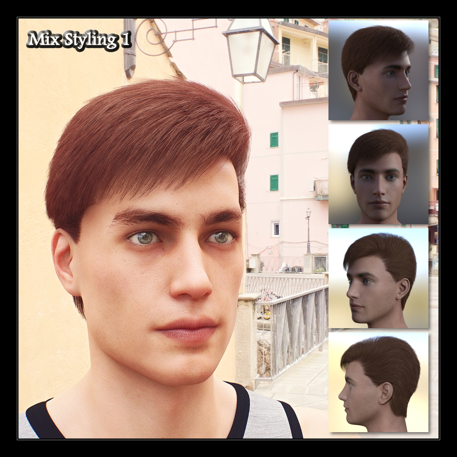 Four Stylings Hair For Genesis 8 Male by N/A