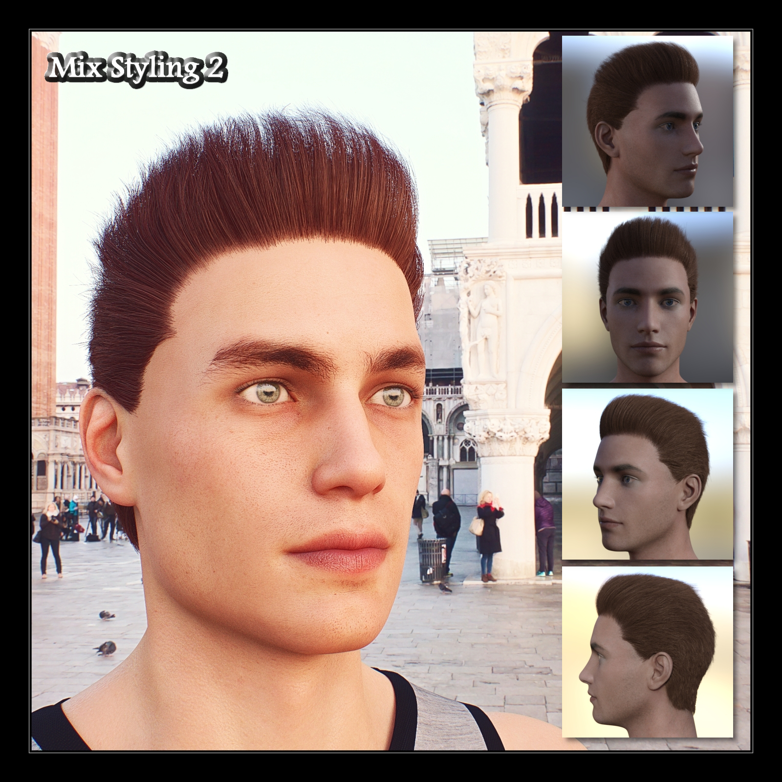 Four Stylings Hair For Genesis 8 Male by N/A