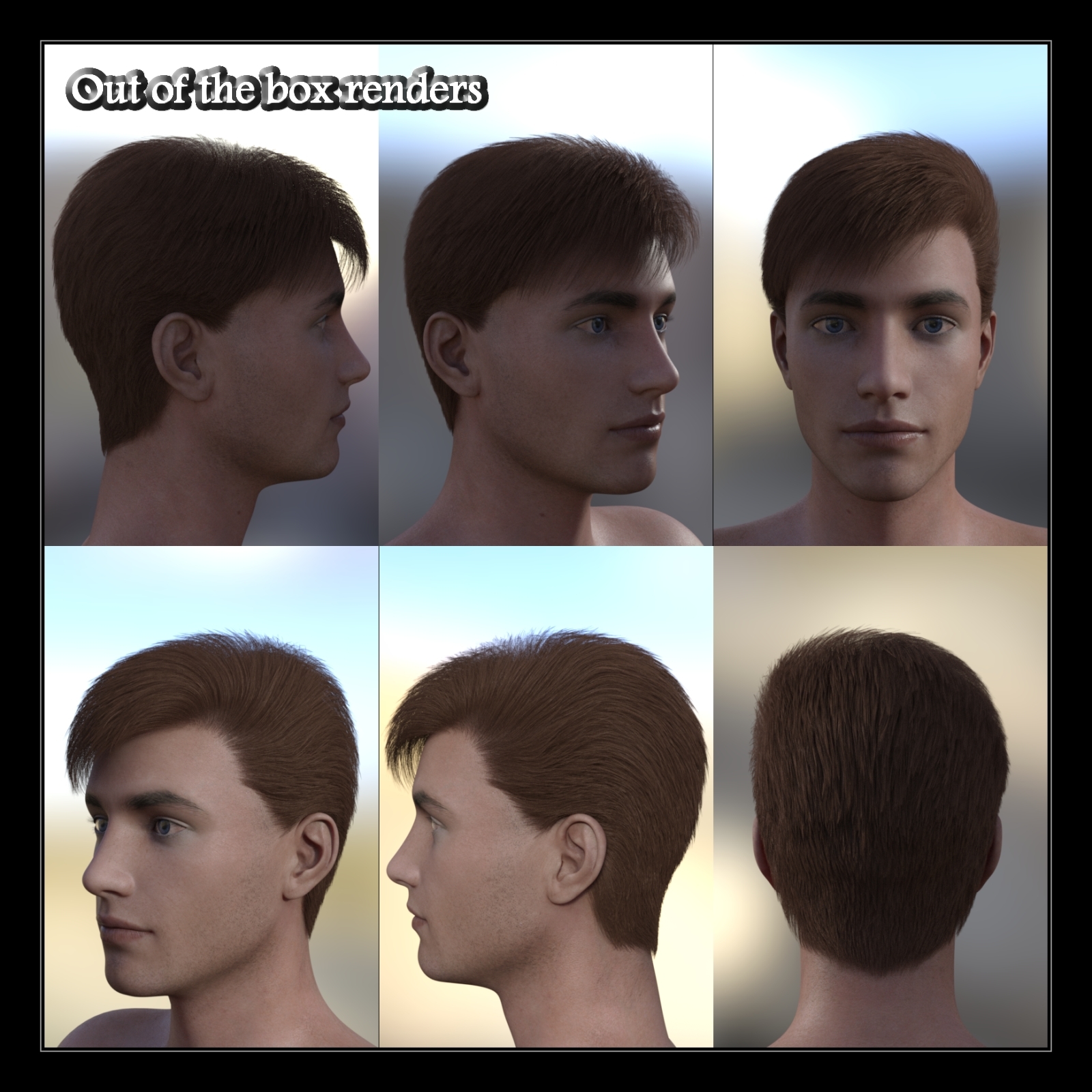 Four Stylings Hair For Genesis 8 Male by N/A
