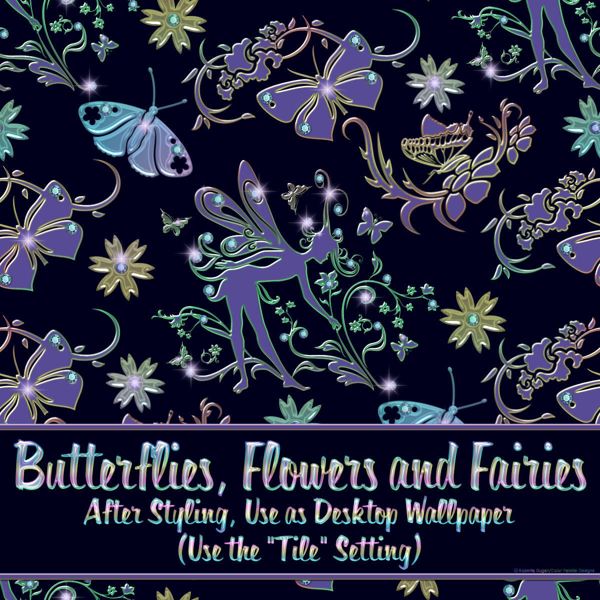 Butterflies, Flowers and Fairies Seamless Overlays by N/A