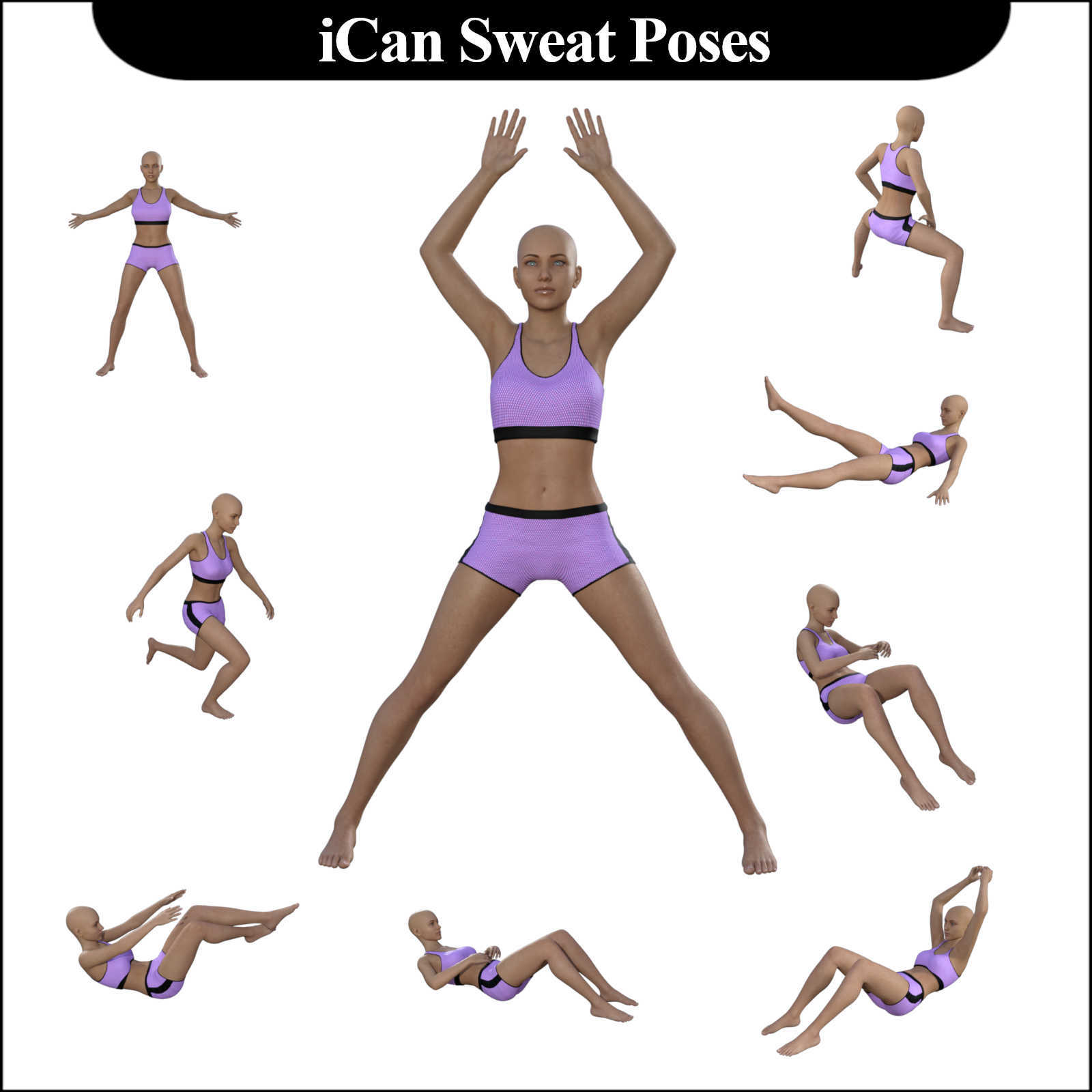 iCan SWEAT Poses for Genesis 8 Female (G8F) in Daz Studio by N/A