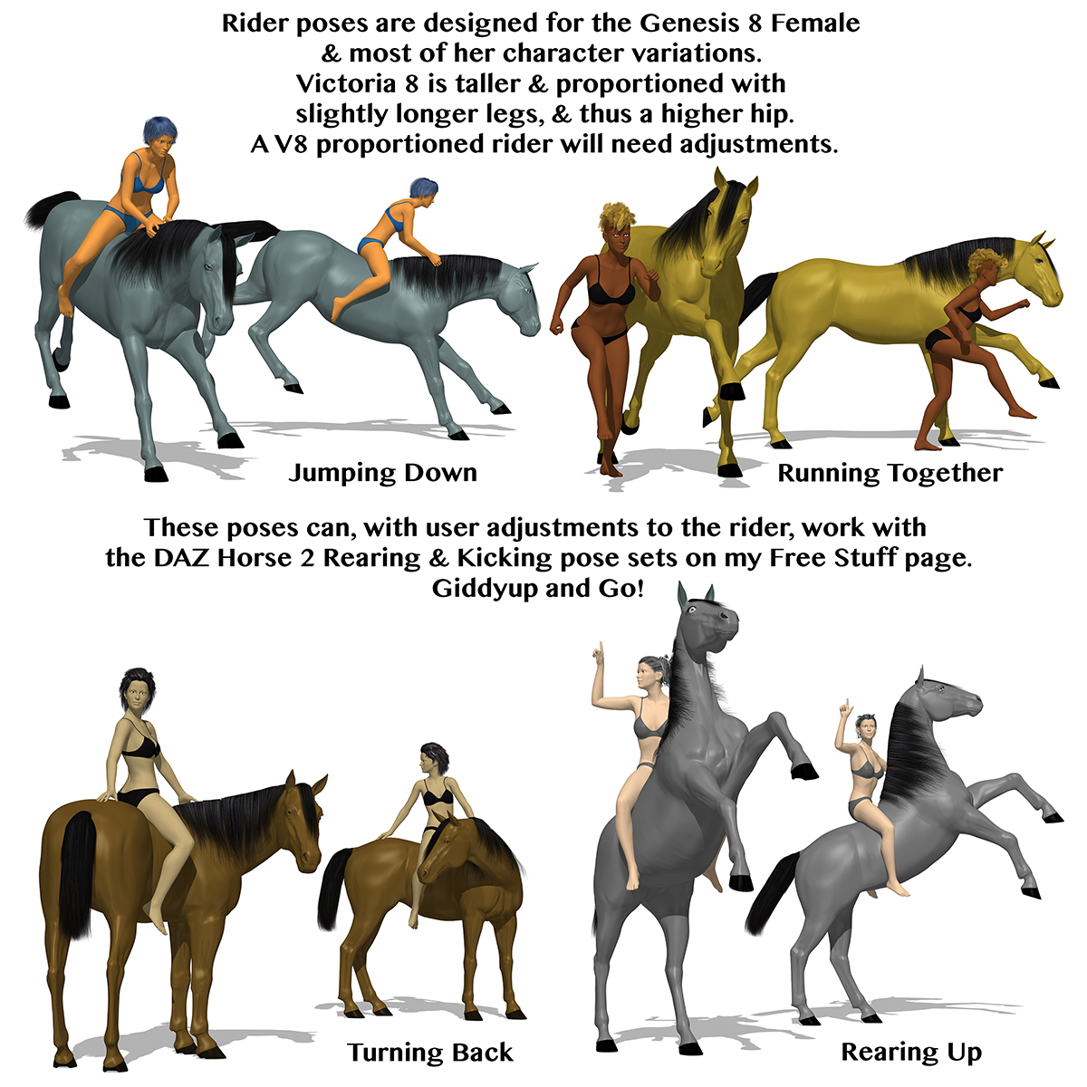 Bareback Action for G8F & DAZ Horse 2 by N/A