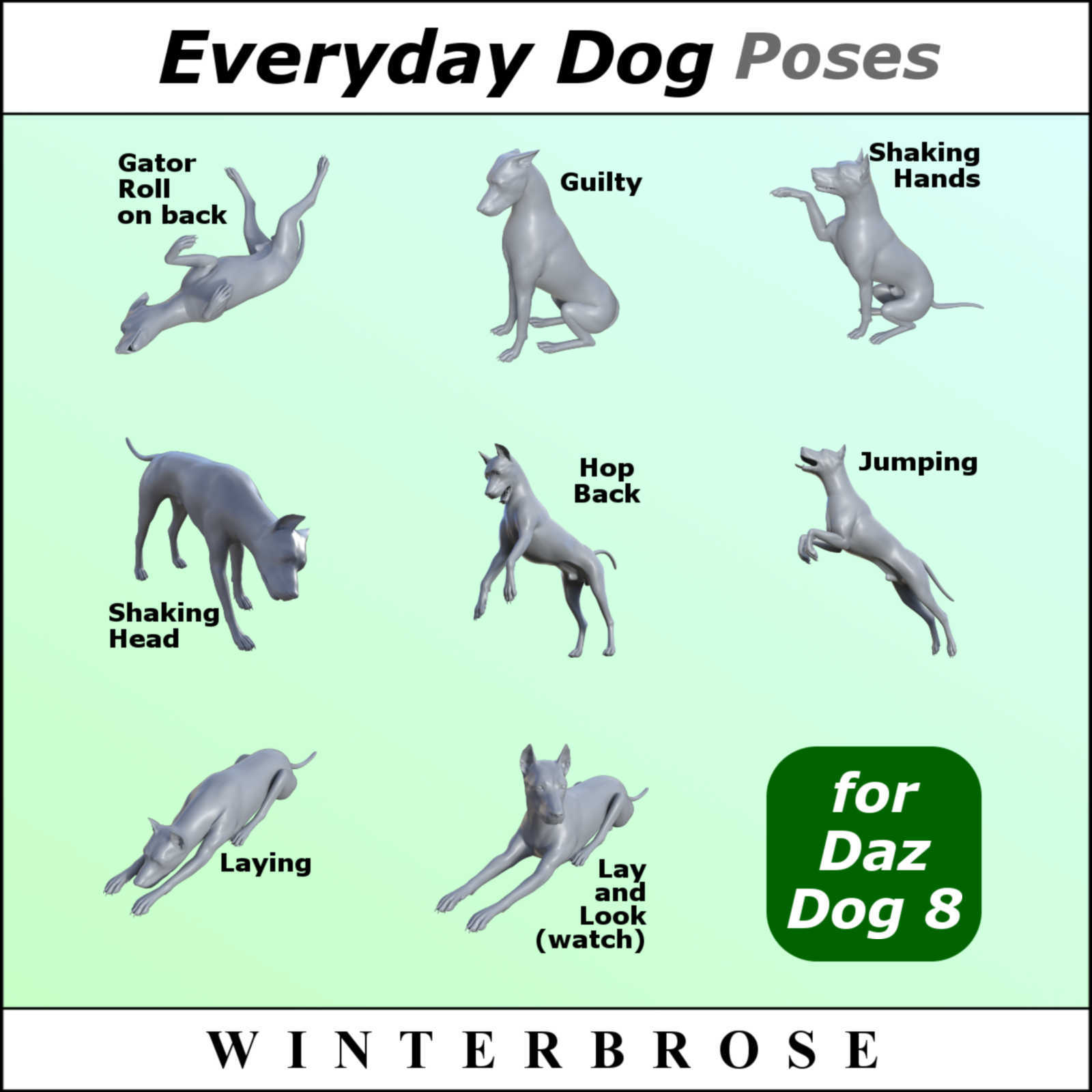 EVERYDAY DOG Poses for Daz Dog 8 in Daz Studio by N/A