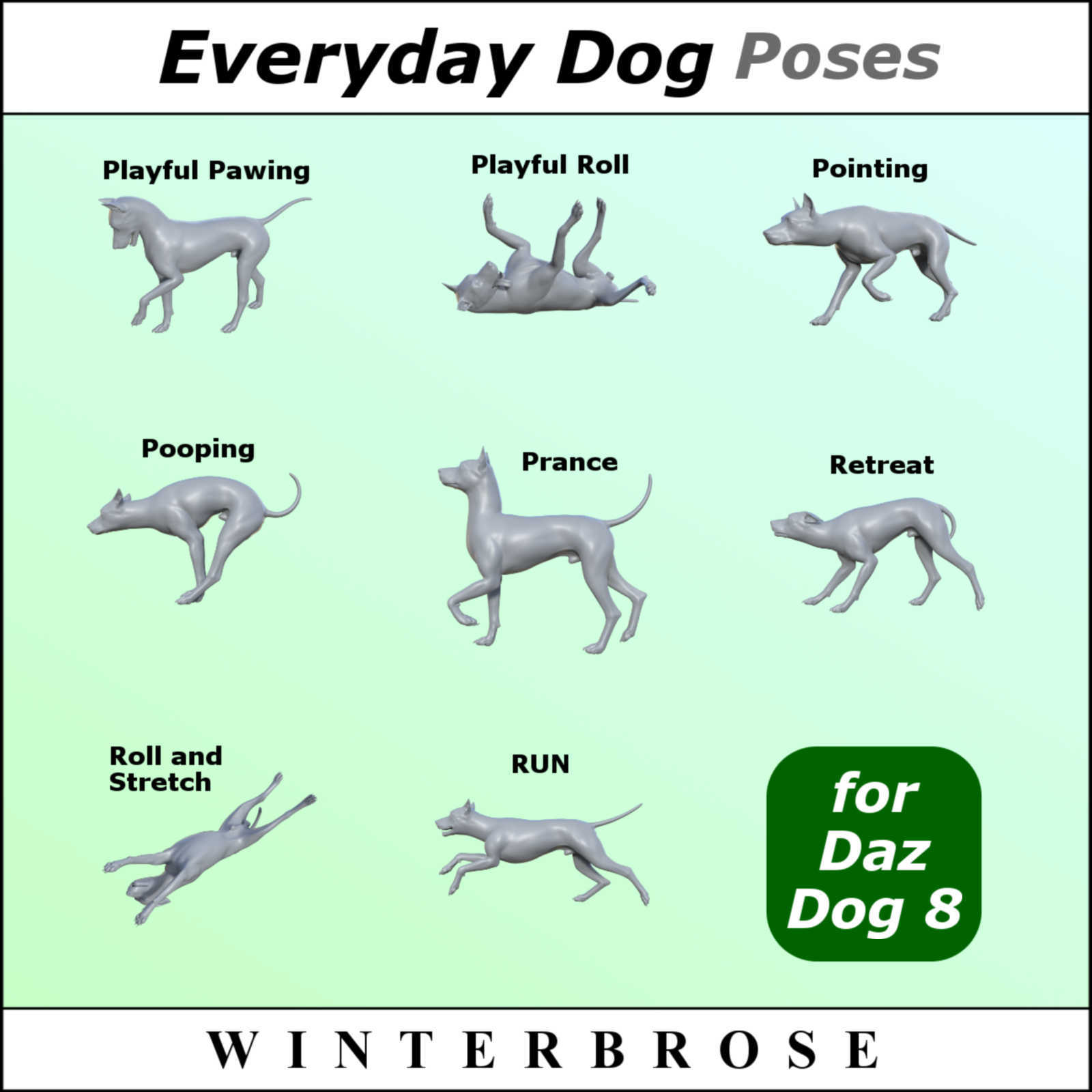 EVERYDAY DOG Poses for Daz Dog 8 in Daz Studio by N/A