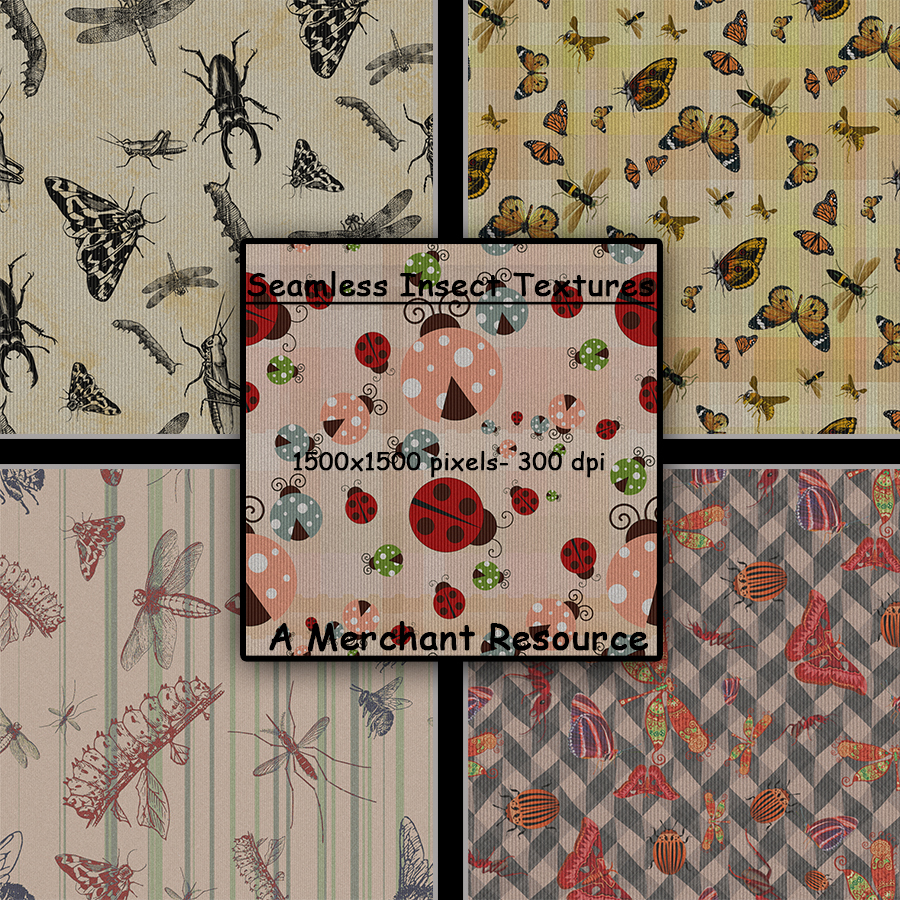 Seamless Insect Patterns by N/A
