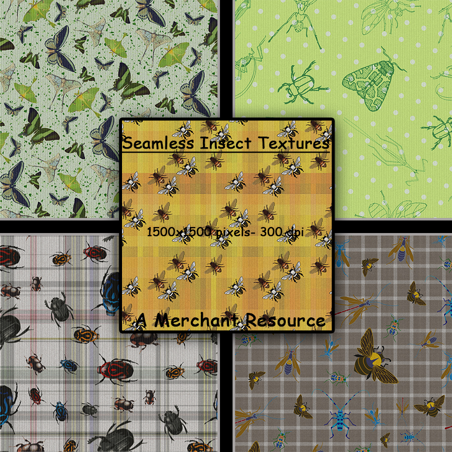 Seamless Insect Patterns by N/A