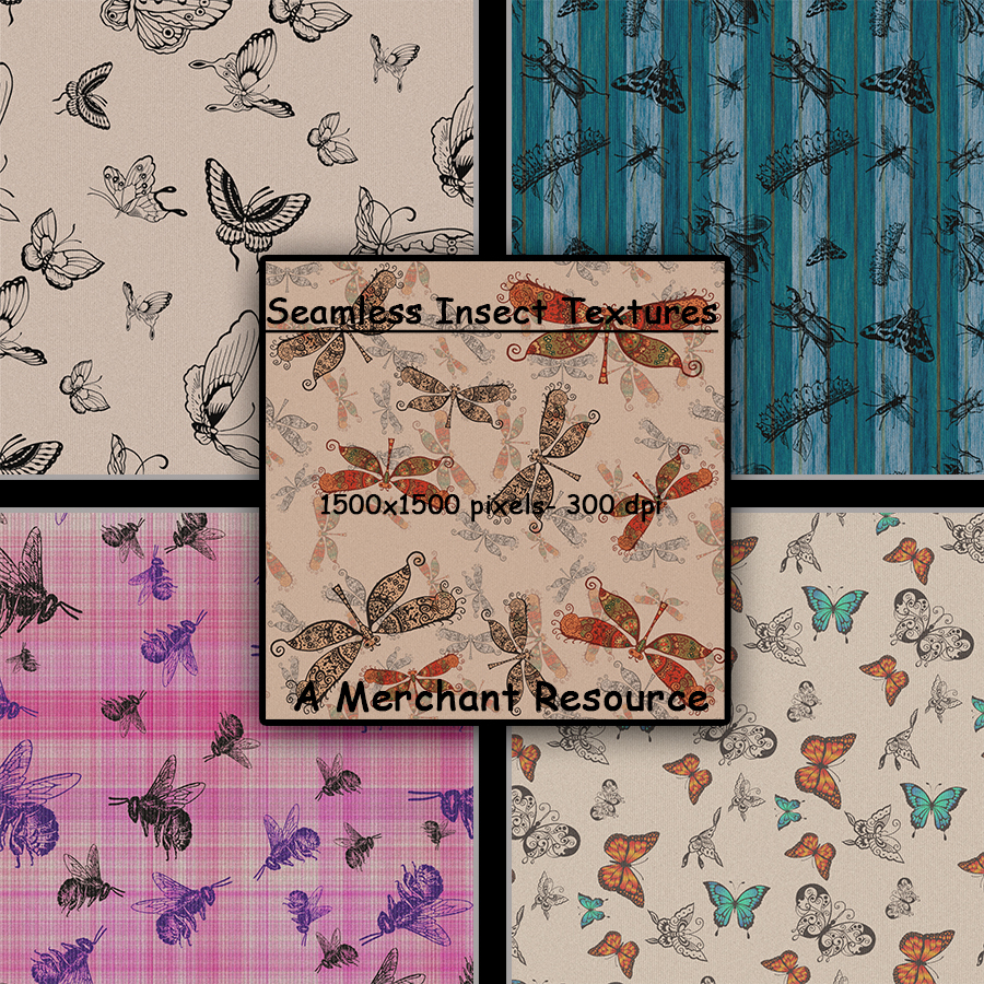 Seamless Insect Patterns by N/A