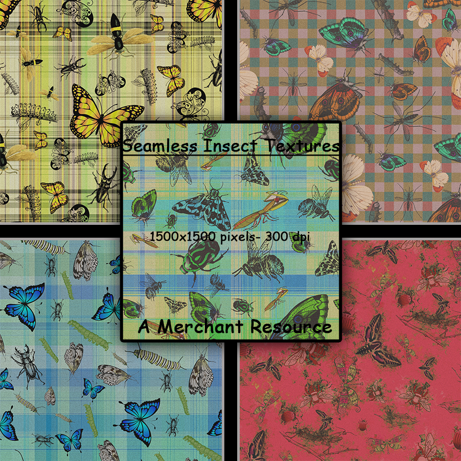 Seamless Insect Patterns by N/A