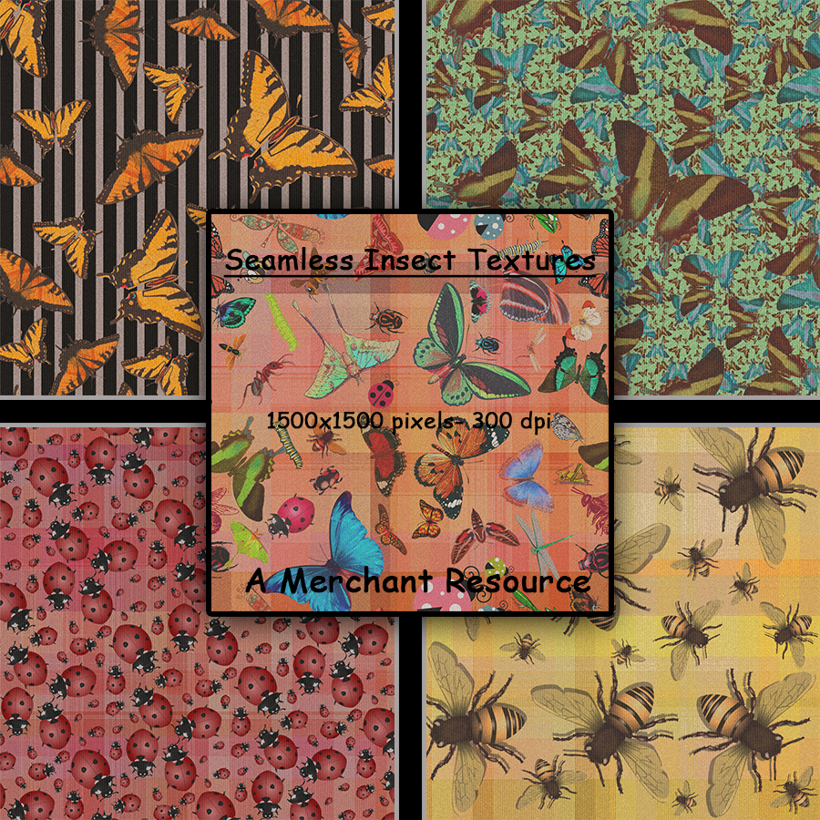 Seamless Insect Patterns by N/A