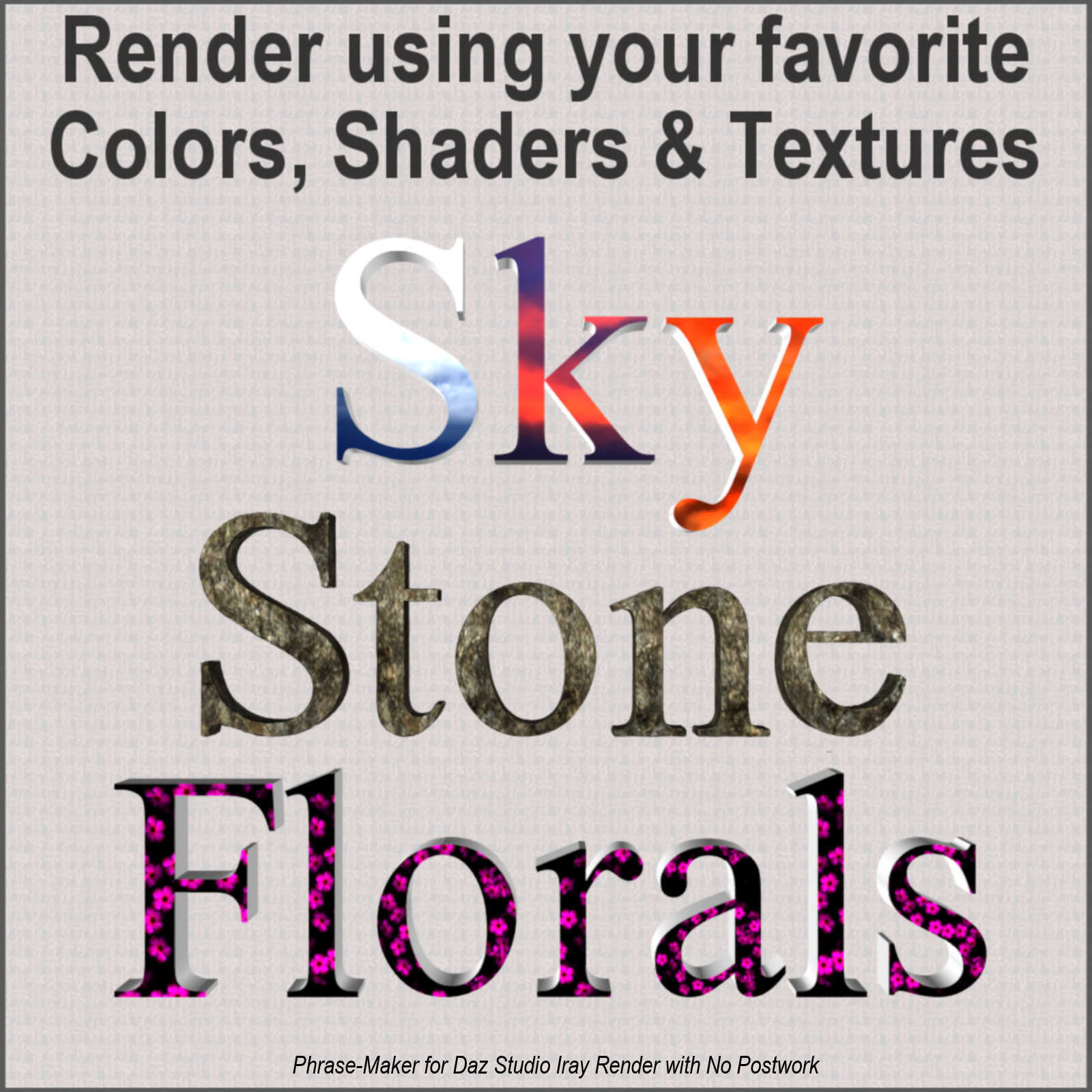 PHRASE-MAKER, 3D Writing and Design Scripts for Daz Studio with Bonus 3D Font by N/A