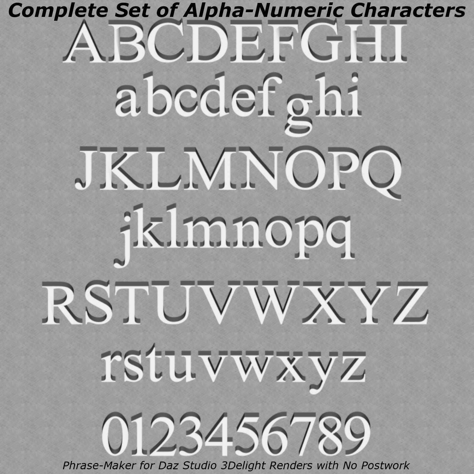 PHRASE-MAKER, 3D Writing and Design Scripts for Daz Studio with Bonus 3D Font by N/A