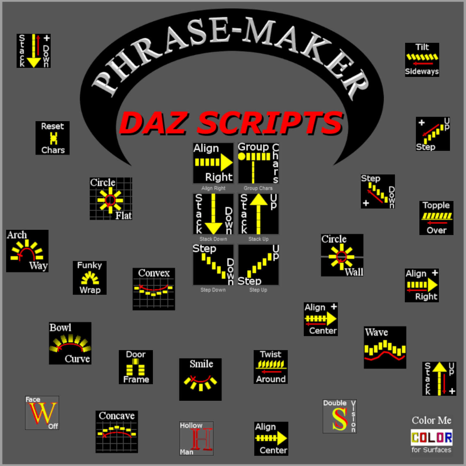 PHRASE-MAKER, 3D Writing and Design Scripts for Daz Studio with Bonus 3D Font by N/A