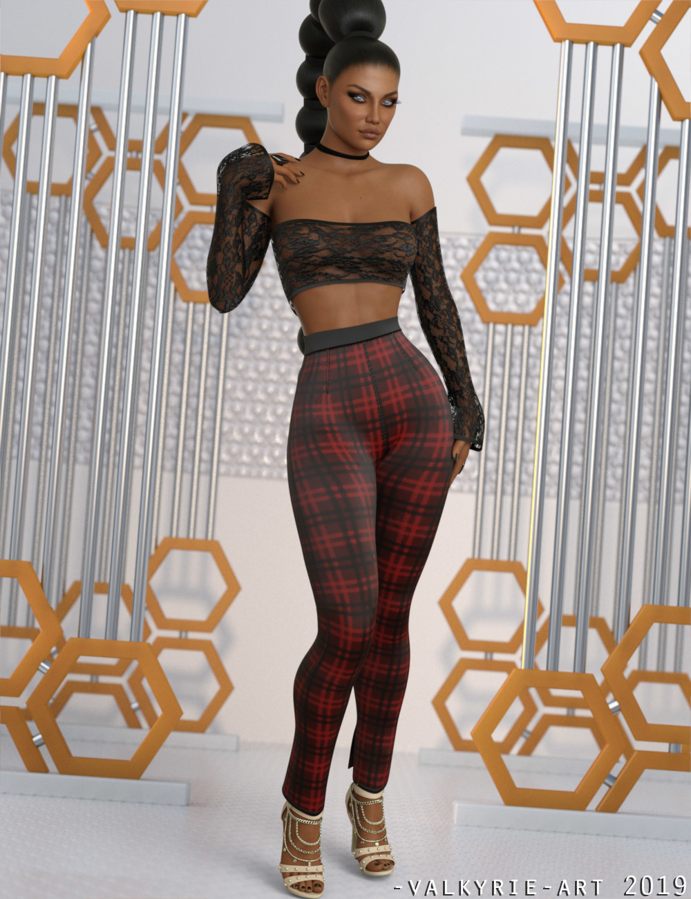 InStyle - JMR dForce Trendy Plaid Outfit for G8F by N/A