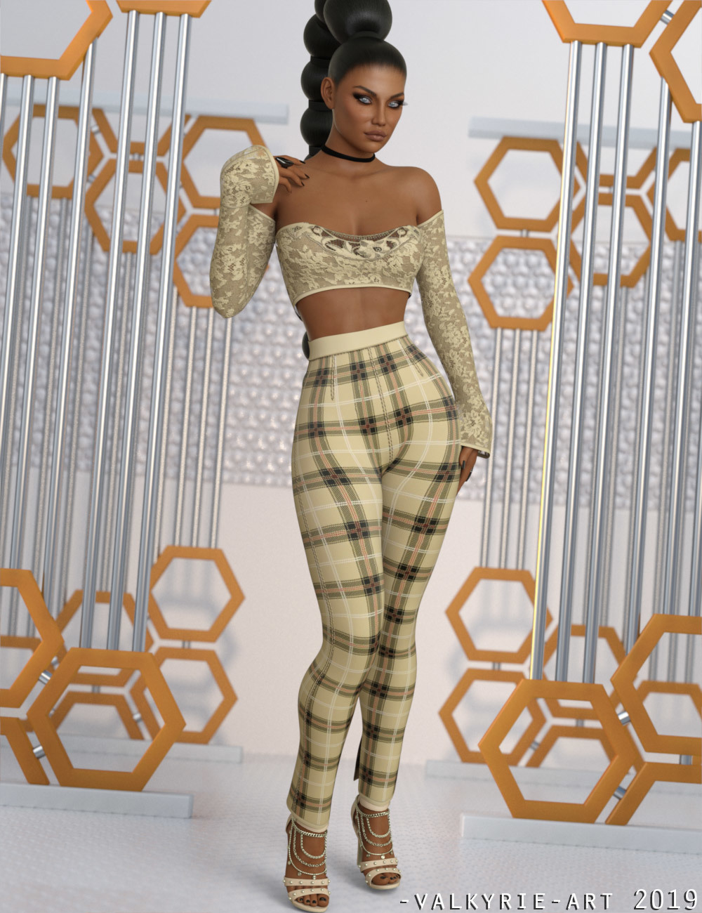 InStyle - JMR dForce Trendy Plaid Outfit for G8F by N/A