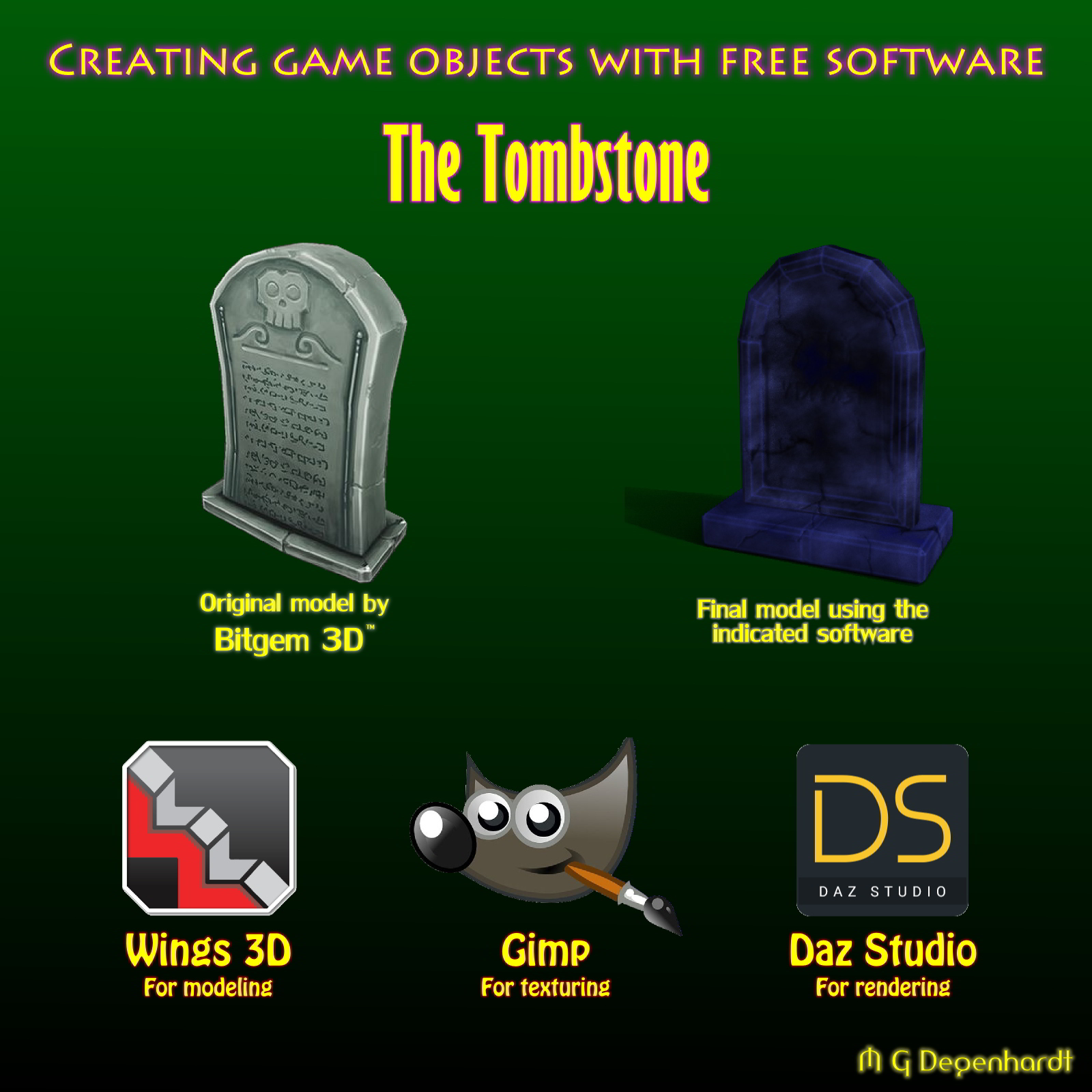 Creating game objects with free software - The Tombstone by N/A